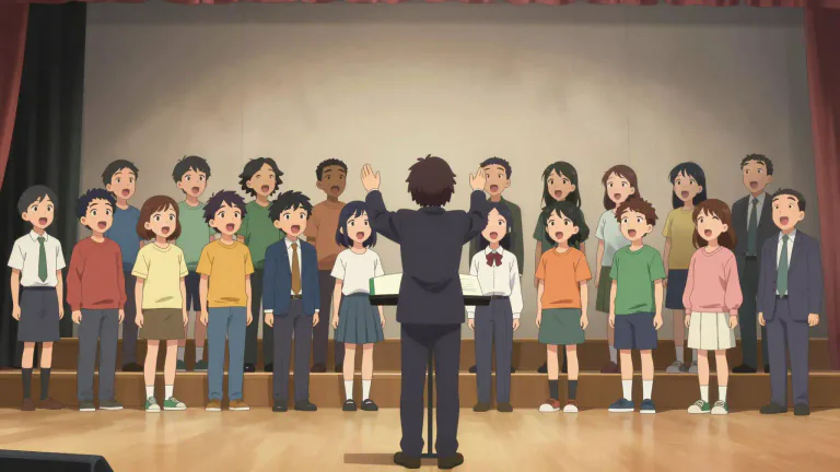 Visual representation of "choir" - A group of people who sing together.