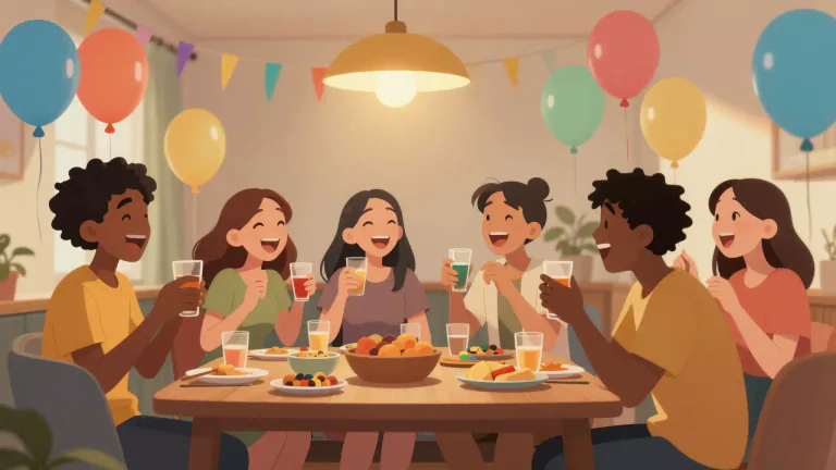 Visual representation of "conviviality" - The quality or state of being fun, energetic, and friendly in social settings