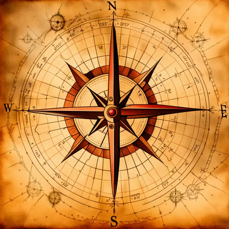 Visual representation of "rose" - A circular diagram used in maps to show directions.