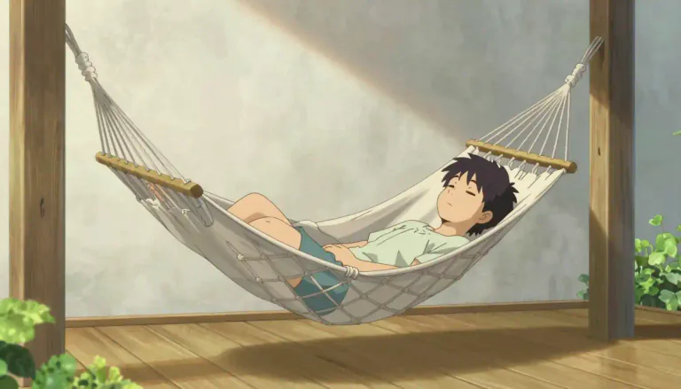 Visual representation of "hammock" - A hanging bed or couch made of canvas or rope