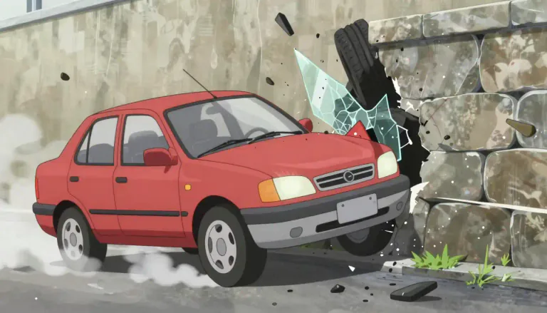Visual representation of "crash" - To collide violently causing damage