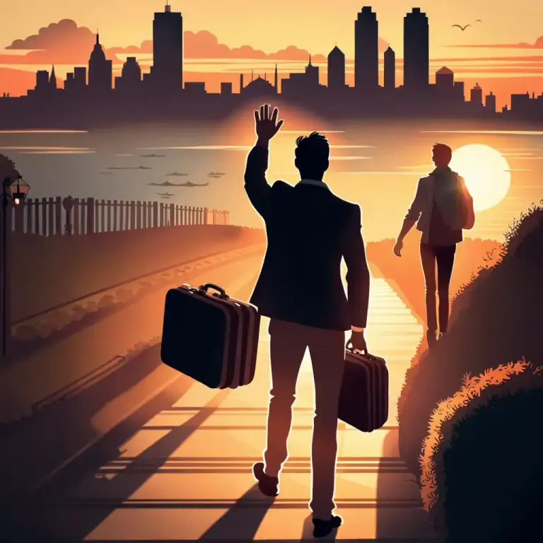 Visual representation of "head off" - To leave from one place to move to another