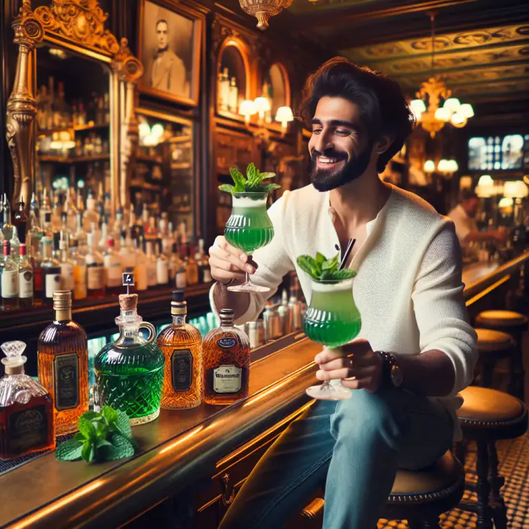 Visual representation of "hedgehog" - A type of cocktail made with crème de menthe and brandy