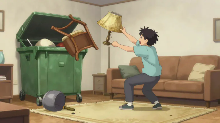 Visual representation of "chuck out" - To throw something away