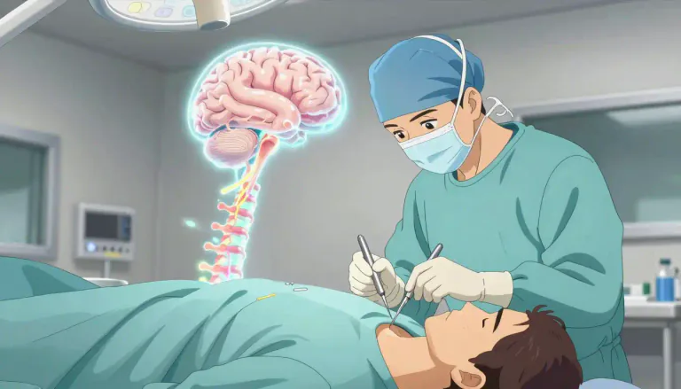 Visual representation of "neurosurgery" - A field of medicine that deals with the nervous system, especially the brain and spinal cord, and the treatment of diseases and injuries related to it.