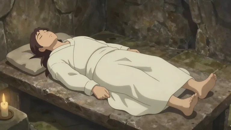 Visual representation of "shroud" - A piece of cloth or an enveloping garment in which a dead person is wrapped for burial.