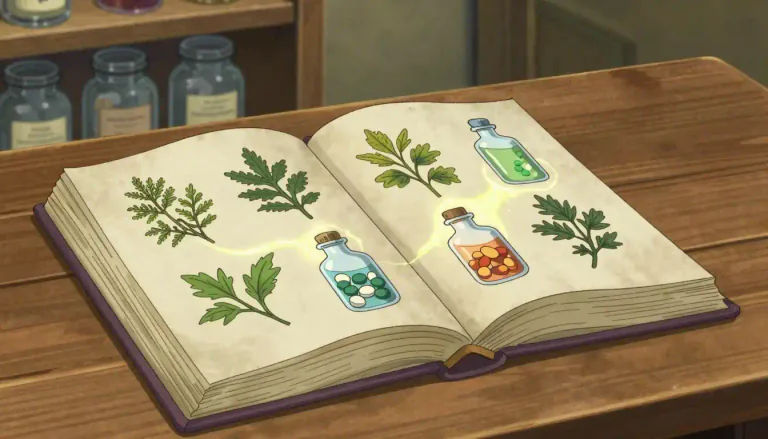 Visual representation of "pharmacopoeia" - A book with a list of medicinal drugs and their effects.