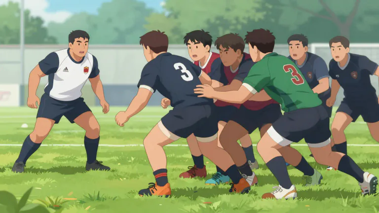 Visual representation of "flanker" - In rugby and football, a player who is positioned on the sides or the 'flanks' of the teams.