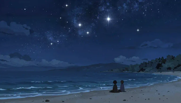 Visual representation of "starlit" - Lit up by stars, bright with starlight.