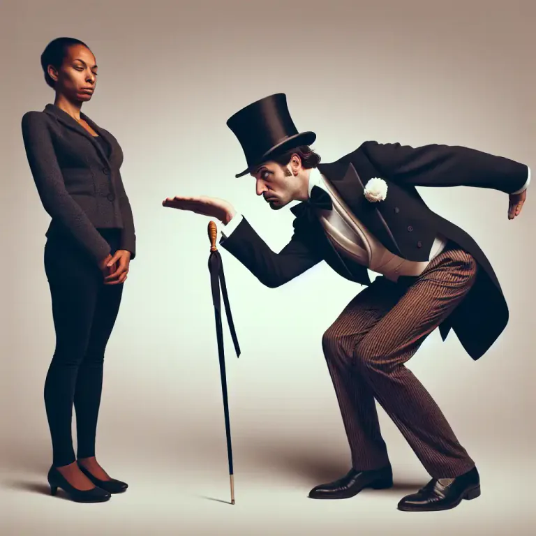 Visual representation of "ceremonious" - Being overly polite and respectful, often in a way that seems unnatural or forced.