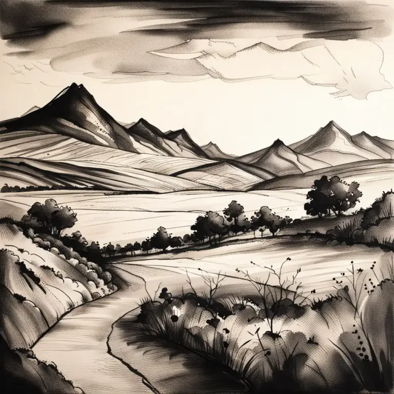 Visual representation of "black and white" - A simple drawing made with black ink on white paper.