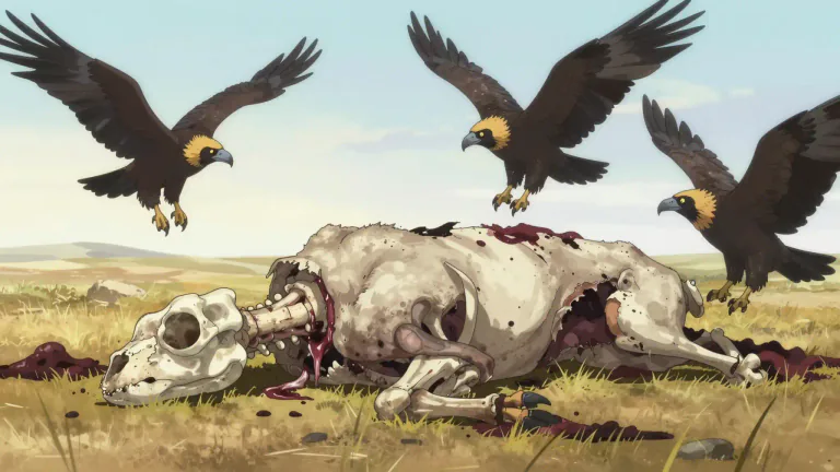 Visual representation of "carrion" - The decaying flesh of dead animals