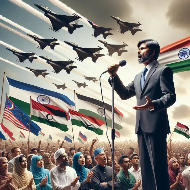 Visual representation of "jingo" - Showing or relating to an extreme patriotism and a warlike foreign policy