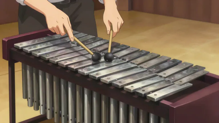 Visual representation of "vibraphone" - A musical instrument that produces sound by striking metal bars with mallets.