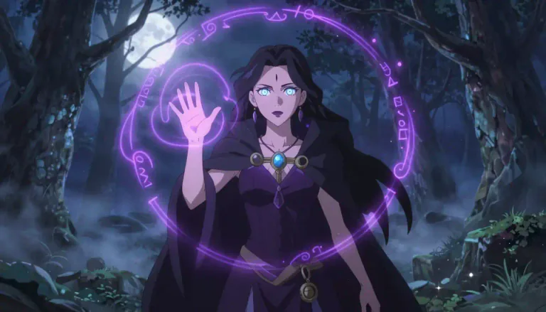 Visual representation of "sorceress" - A woman who practices sorcery; a witch