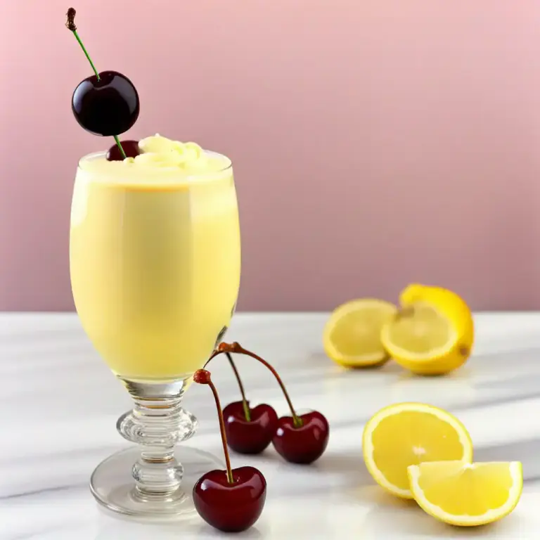 Visual representation of "snowball" - A drink made from Advocaat and lemonade, sometimes with lime juice and a cherry.