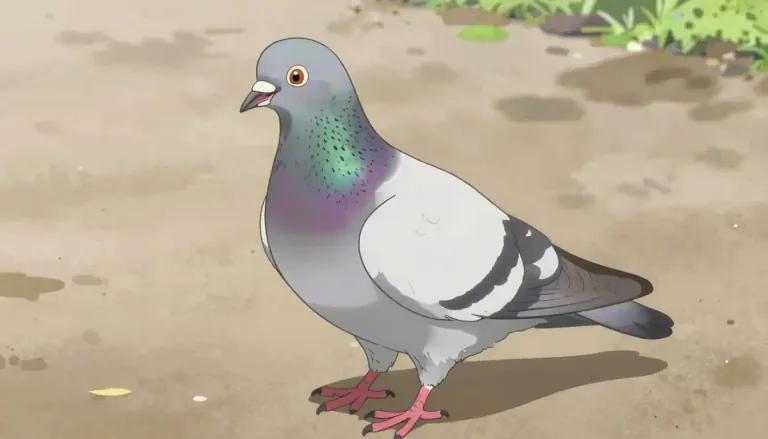 Visual representation of "pigeon" - A type of bird which is often gray or white, with short legs and able to make cooing sounds.