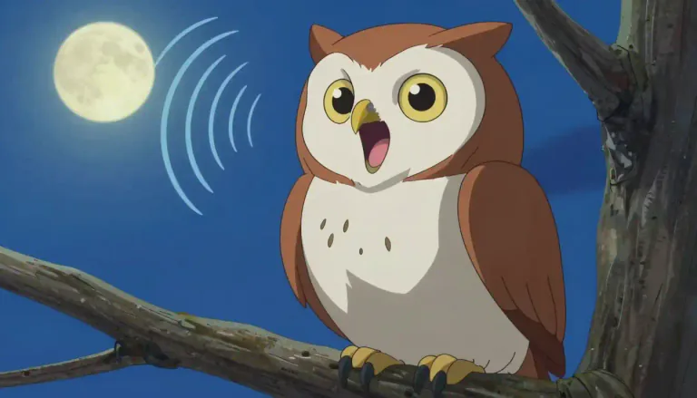 Visual representation of "hoot" - to make a loud, sharp, sudden sound like an owl